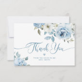 Dusty blau floral elegante Bridal danke Karte (Vorderseite)