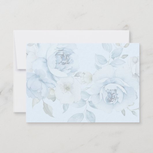 Dusty blau floral elegante Bridal danke Karte (Rückseite)