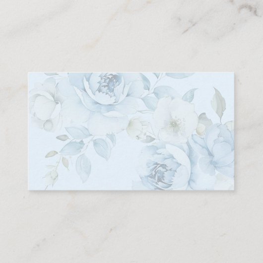 Dusty blau floral wie viele Küsse Bridgame Begleitkarte (Rückseite)