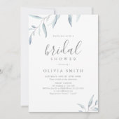 Dusty blau minimalgrün rustikales Brautparty Einladung (Vorderseite)