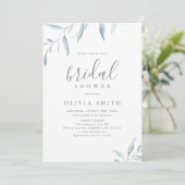 Dusty blau minimalgrün rustikales Brautparty Einladung (Stehend Vorderseite)