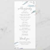 Dusty blau minimalgrün rustikales Hochzeitsprogram Menükarte (Rückseite)