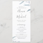 Dusty blau minimalgrün rustikales Hochzeitsprogram Menükarte (Vorderseite)