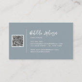 Dusty Blau moderne minimale Skript QR CODE Visitenkarte (Rückseite)