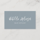 Dusty Blau moderne minimale Skript QR CODE Visitenkarte (Vorderseite)