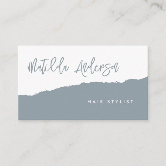 Dusty Blau moderne minimale Skript QR CODE Visitenkarte (Vorderseite)