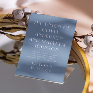 Dusty Blau moderne Typografie Minimalistische Hoch Einladung