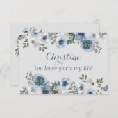 Dusty Blau und Grau Blüte meine Trauzeugin Einladung (Vorne/Hinten)