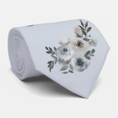 Dusty Blau und Grau Blütenvater der Braut Krawatte (Gerollt)