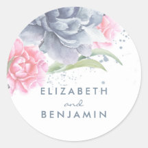 Dusty Blau und Pink Floral Wasserfarben