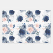 Dusty Blau und Rosa Blume Elegant Botanisch Geschenkpapier Set (Vorderseite 2)