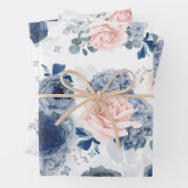 Dusty Blau und Rosa Blume Elegant Botanisch Geschenkpapier Set (Beispiel)