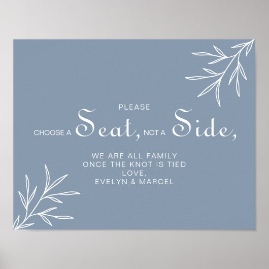 Dusty Blau Wählen Sie einen Platz und keine Hochze Poster (Vorne)