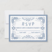 Dusty Blau-Weiß Papel Picado Kinderdusche RSVP Karte (Vorderseite)