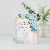 DUSTY BLAUE BLUWERS WEDD INVITES - HAUSHALT (Stehend Vorderseite)