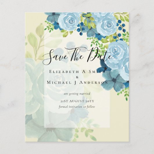 DUSTY BLAUE BLUWERS WEDD INVITES - HAUSHALT FLYER (Vorne)