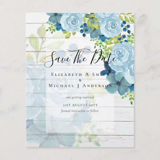 DUSTY BLAUE BLUWERS WEDD INVITES - HAUSHALT FLYER (Vorne)