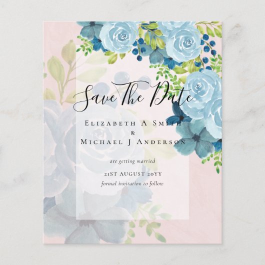 DUSTY BLAUE BLUWERS WEDD INVITES - HAUSHALT FLYER (Vorne)
