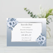 Dusty-blaue Hochzeitstoren Save the Date Ankündigung (Stehend Vorderseite)