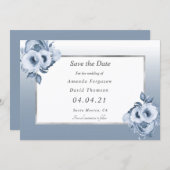 Dusty-blaue Hochzeitstoren Save the Date Ankündigung (Vorne/Hinten)