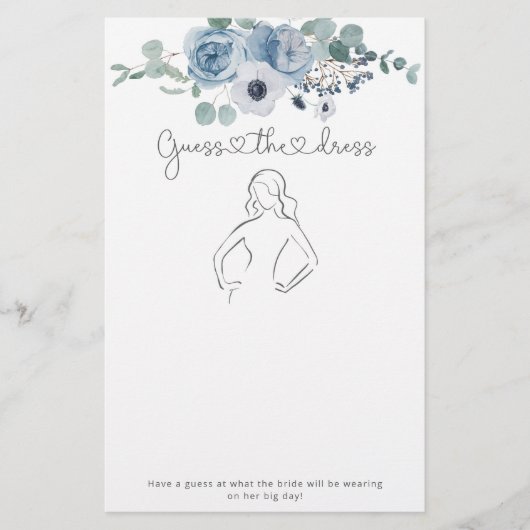 Dusty blauen Blumen Guess das Kleid Brautspiel (Vorderseite)