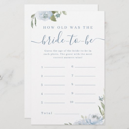 Dusty blauen Blumen wie alt war das Brautspiel (Vorne/Hinten)