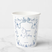 Dusty blauen Blumengrün Band elegante Custom Pappbecher (Rückseite)