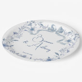 Dusty blauen Blumengrün Band elegante Custom Pappteller (Schrägansicht)