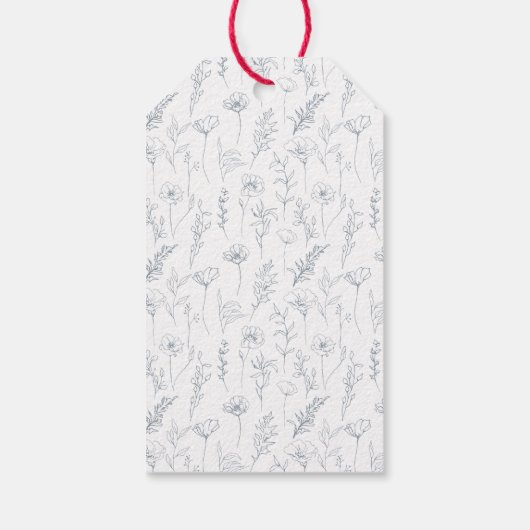 Dusty blauen Blumenkranz klassische Hochzeit danke Geschenkanhänger (Rückseite)