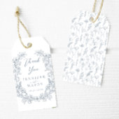 Dusty blauen Blumenkranz klassische Hochzeit danke Geschenkanhänger