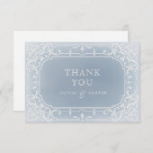 Dusty blauen romantischen Jahrgang Hochzeit danke (Vorne/Hinten)