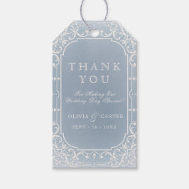 Dusty blauen romantischen Jahrgang Hochzeit danke Geschenkanhänger