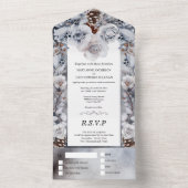 Dusty blauen Rose Kiefernkiefer Winter All In One Einladung (Innen Boden)