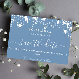 Dusty blauen Sterne Hochzeit speichern das Datum Save The Date