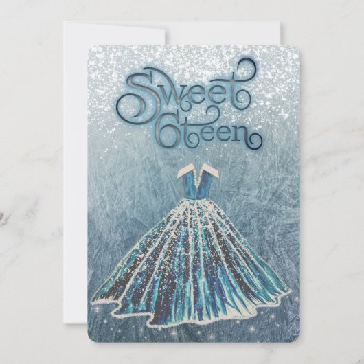 Dusty blauer Schnee Winterwunderland Süß 16 Einladung (Rückseite)