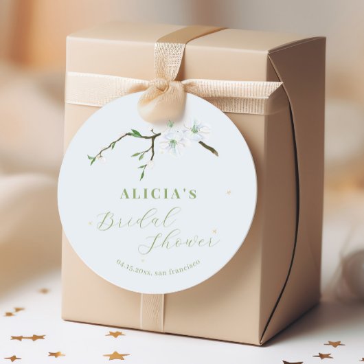 Dusty bläulich-elegantes Frühlingssemble Brautpart Runder Aufkleber