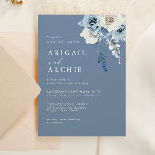 Dusty Bloom Boho Blue Wedding Einladung