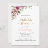 Dusty Bloral Blush Pink Elegantes Gold Brautparty Einladung (Vorderseite)