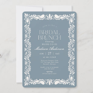 Dusty Blu Talavera Tile Fiesta Bridal Brunch Einladung