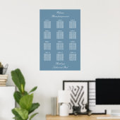 Dusty Blue 12 Table Wedding Seating Chart Poster (Heimbüro)