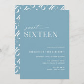 Dusty Blue 16 . Geburtstag | Einfach 16. Geburtsta Einladung (Vorne/Hinten)