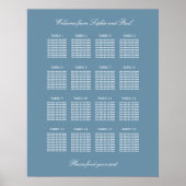 Dusty Blue 16 Table Wedding Seating Chart Poster (Vorne)
