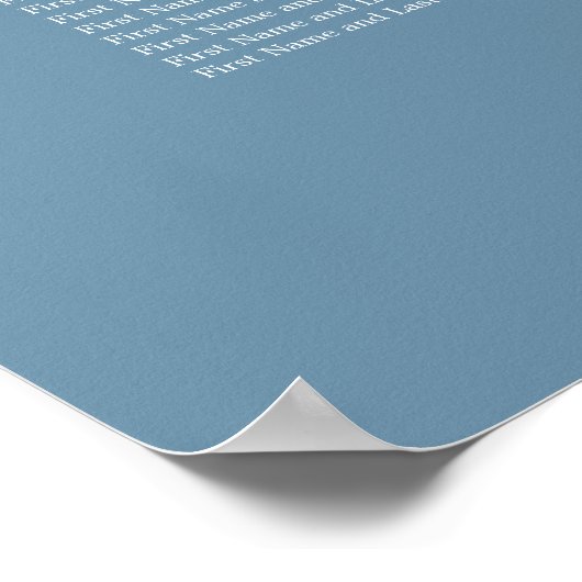 Dusty Blue 16 Table Wedding Seating Chart Poster (Ecke)