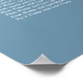 Dusty Blue 21 Table Wedding Seating Chart Poster (Ecke)