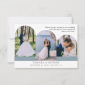 Dusty Blue 4 Arched Foto Wedding Calligraphy Dankeskarte (Rückseite)