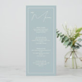 Dusty Blue 4x9.25 Table Menu Card Menükarte (Stehend Vorderseite)