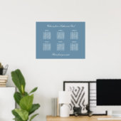 Dusty Blue 6 Table Wedding Chart Poster (Heimbüro)