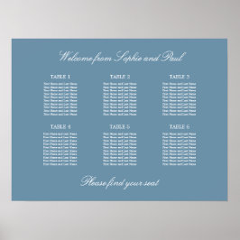 Dusty Blue 6 Table Wedding Chart Poster