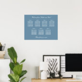 Dusty Blue 7 Table Wedding Chart Poster (Heimbüro)