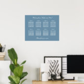 Dusty Blue 8 Table Wedding Chart Poster (Heimbüro)